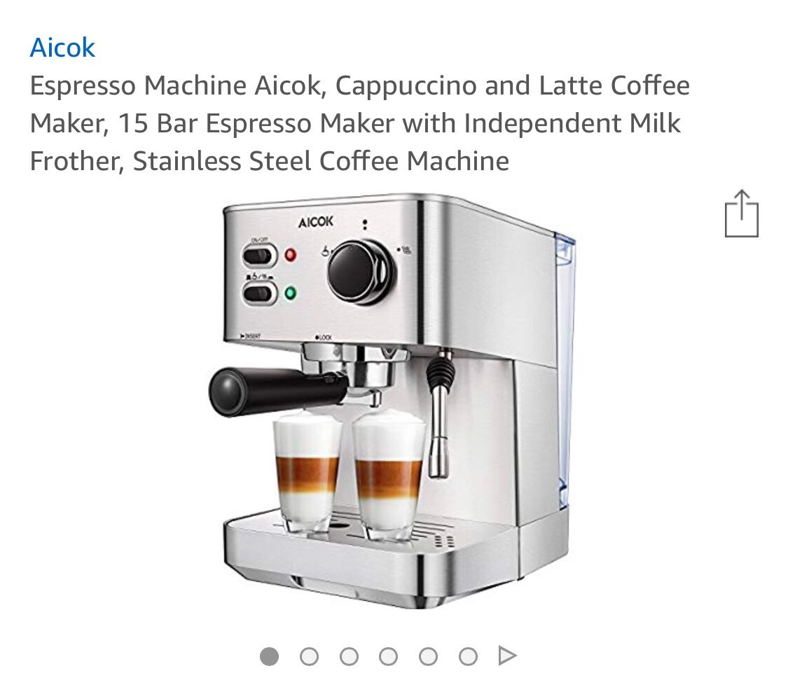Espresso Machine Aicok, Cappuccino and Latte Coffee Maker