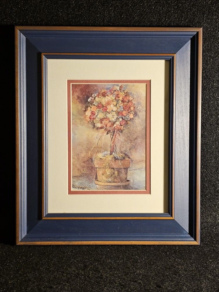 Vintage 1992 Dawna Barton artist print of oil painting flowers impressionistic style