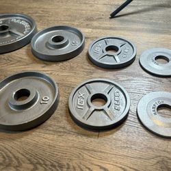 IVANKO’S FULL Olympic Set [ 5s And 2.5s Different Brand] Reconditioned Beautiful Vintage Cast Iron Weight Plates 