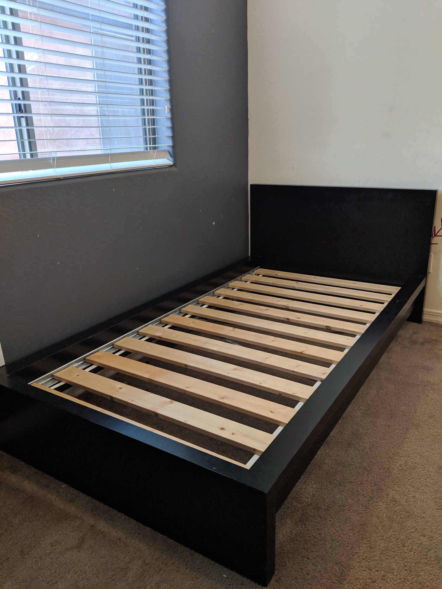 Twin Black IKEA bed frame w/slates