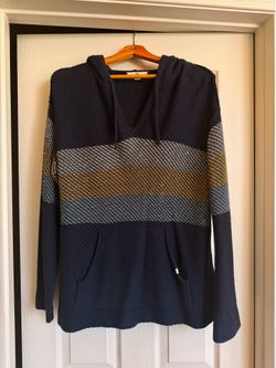 🤙🏽🏄‍♂️ Rip Curl Hooded Knit Poncho Beachy Pullover Sweater w/Pocket Women’s Size Sm/Med Navy Blue