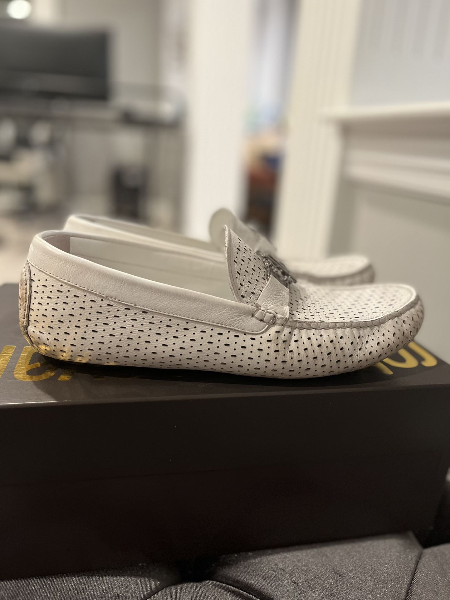 Roberto Cavalli Mens White Loafers Shoes Perforated Size 41  display picture 3