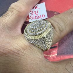 10K Solid Gold Ring For Wedding CUBIC ZIRCONIUM STONES 7Gr Size 10 