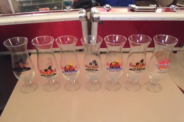 HARD ROCK CAFE Hurricane Glasses (set of 7)