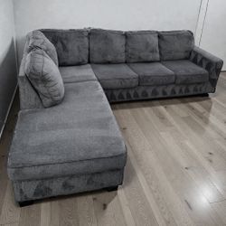GREY SECTIONAL COUCH SOFA 