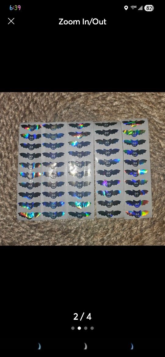 50 Silver Holographic Bat stickers Halloween Stickers 