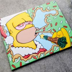 Santa Homer Acrylic Painting 