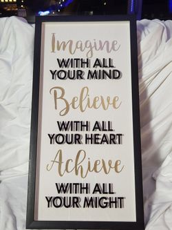 12x24 MOTIVATIONAL Wall Art Black Wood Frame SHADOWBOX Metallic Gold Lettering