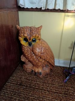 Large Ceramic Owl Figurine Statue