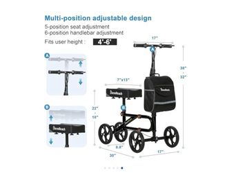 Economy Knee Scooter Steerable Knee Walker for Foot Injuries Compact Crutch Alternative with Dual Braking System (Black)