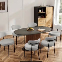 New- gray boucle dining chairs (50$ each, 10 available)