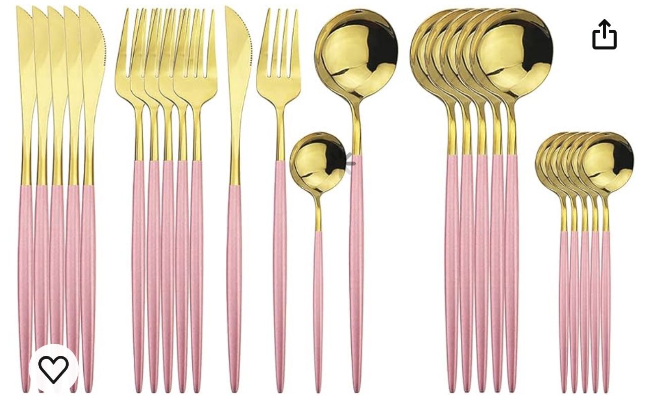 Gold Silverware Set, 24-Piece Stainless Steel Flatware Set Service For 6