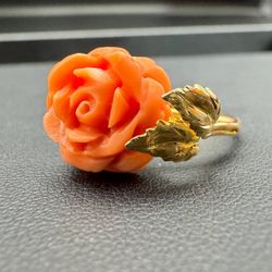 18k yellow gold rose stone ring size 6.5