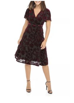 Women’s Velvet Burnout Faux Wrap Dress Size XS