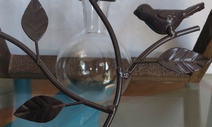 Desktop Glass & Wood Planter