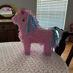 Unicorn Piñata and Unicorn Wall Hanging That Can Be Used For A Party As Decoration.  Hard Back Board. 