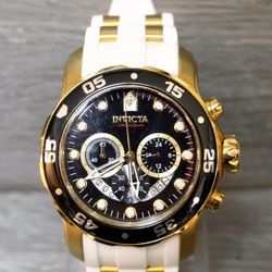 Invicta 20289 Pro Diver Chronograph Mother of Pearl White Polyurethane Men Watch
