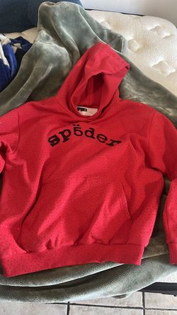 Spider rhinestone hoodie red
