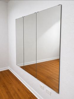 Triple panel frameless mirrors mounted for gym bedroom salon studio