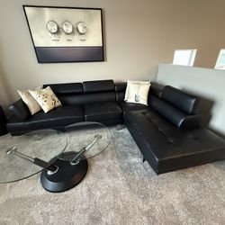 Black Leather Couch 