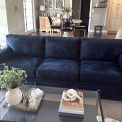Navy Blue Suede Sofa