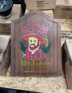 Vintage 70s Kings Head Pub Dartboard Cabinet