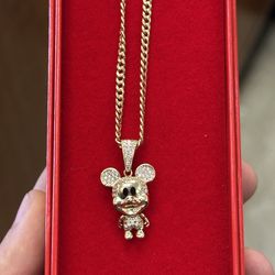 Mickey Mouse Cuban Link Pendant Chain | 10K | 7.4G | 22IN