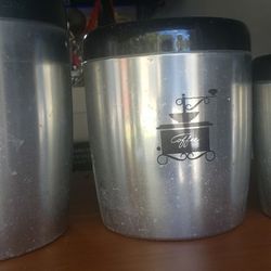 Vintage 1950s Aluminum Kitchen Canisters 