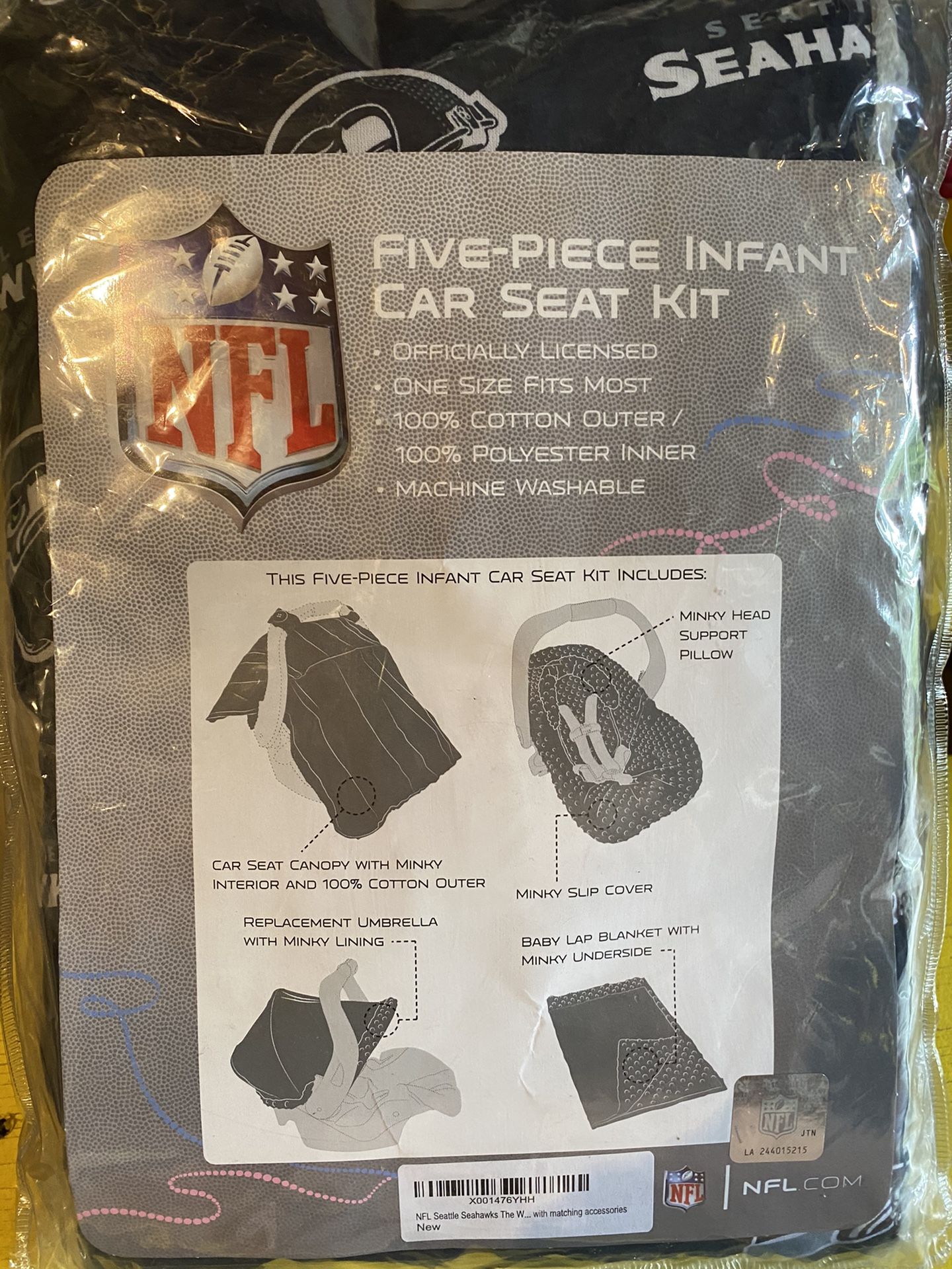 Seahawks five piece infant car seat kit. *New