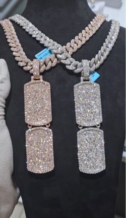 VVS Double Dogtag 💎💎 Double Sided 🏷️ 2 Pictures on opposite Side 📸 Lab Diamonds✨✨