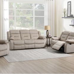 Beige Recliner Sofa And Loveseat Brand New  With USB Ports