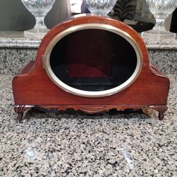 Antique Mahogany Skeleton Clock With Brass Opening