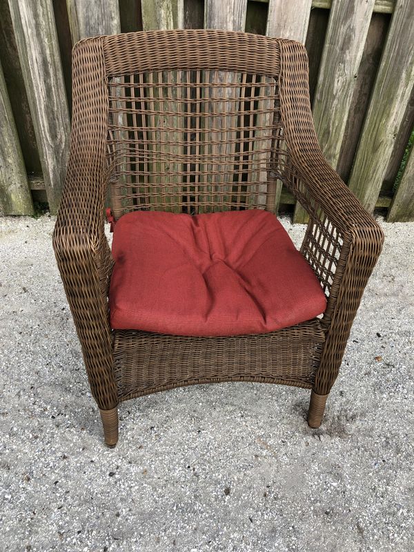 Hampton Bay All Weather Wicker Chair With Rust Color Cushion For In Sunrise Fl Offerup