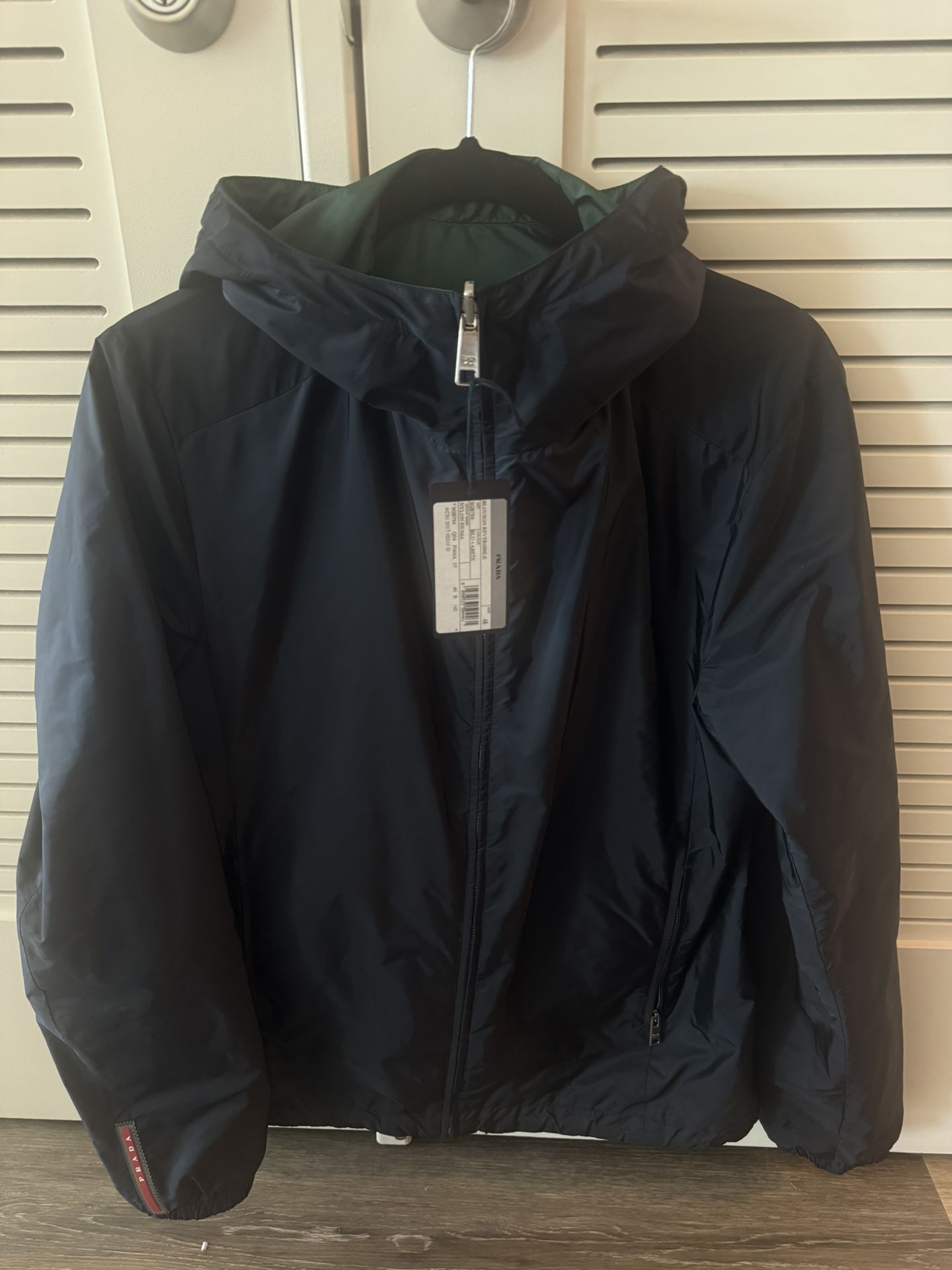 Prada reversible blouson rainjacket Size : 48 Prada Men (Small) Night Blue Green