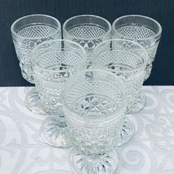 (6) VNTG Anchor Hocking Wexford Stemmed Wine Water Glass Goblets 5 3/8"
