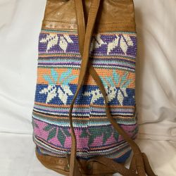 Vintage Leather Blanket Bucket Backpack Style Handmade 