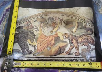 Poster 4th-century Roman mosaic of India from Villa Romana del Casale in Sicily, Italy