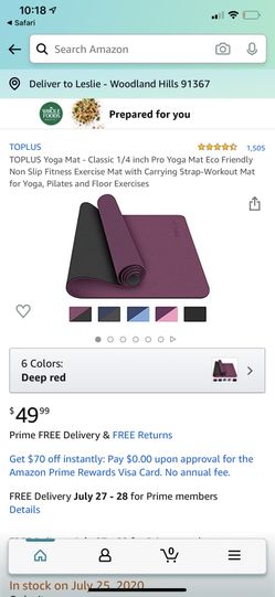 TOPLUS Yoga Mat - Classic 1/4 inch Pro Yoga Mat Eco Friendly Non Slip Fitness Exercise Mat with Carrying Strap-Workout Mat for Yoga, Pilates and Floo