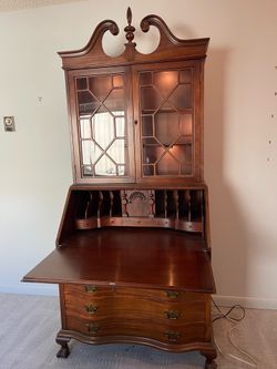 Vintage Writing Desk with Display Case
