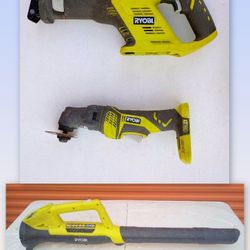 3 Ryobi Tools Blower Cutter Saw Set Lot 18v