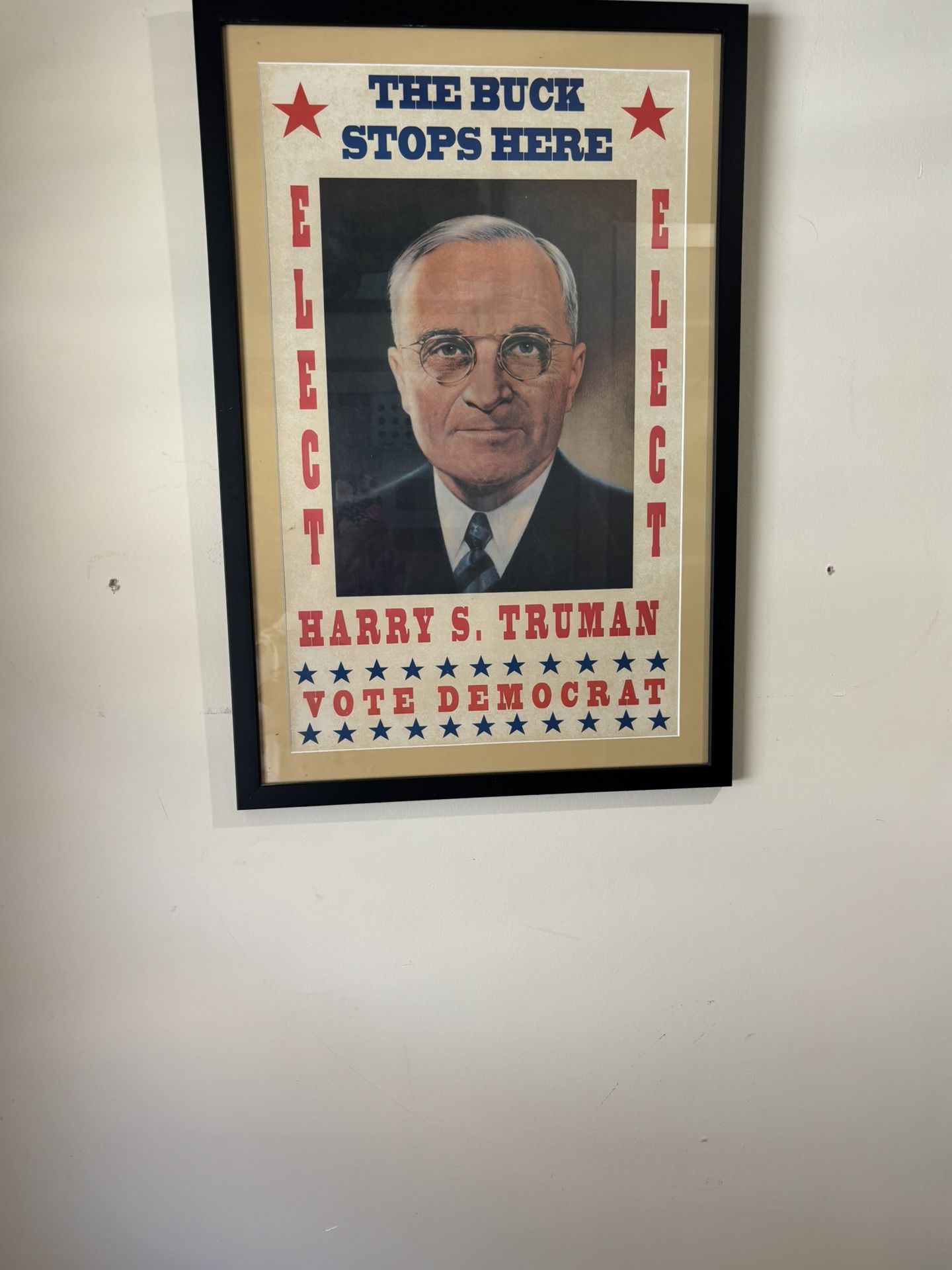 Original/Professionally Framed Harry Truman “The Buck Stops Here