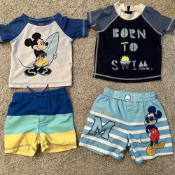 18 Month Bathing Suits- 2 Shirts, 2 Bottoms
