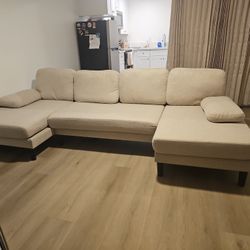 WEEK OLD BEIGE LINEN COUCH