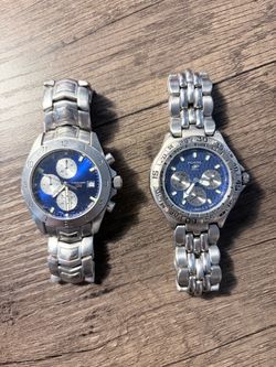 Charles Hubert & Fossil Blue Chronograph Watches Lot