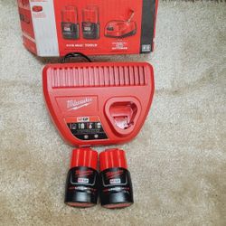 M12 12V Lithium-Ion Compact 2.0 Ah Battery Pack (2-Pack) Starter Kit with Charger