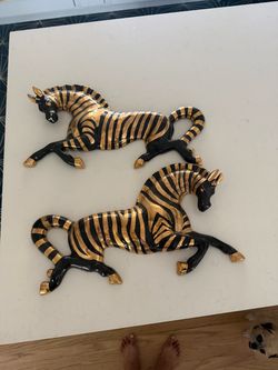 Art Deco Zebra Wall Hanging- A Pair