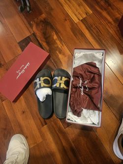 2 Pair of Salvatore Ferragamo Slide Sandals, Size 9D