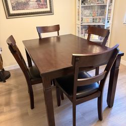 Dark Wood Table And 4 Chairs