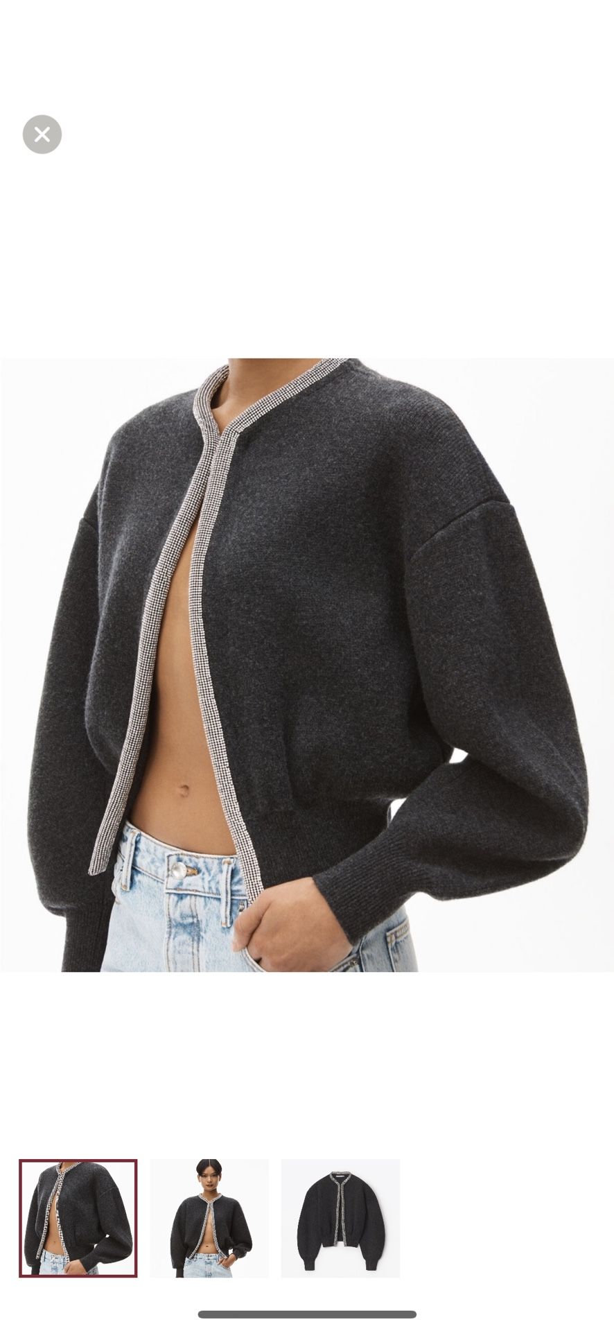 Alexander Wang crystal trim cardigan in boiled wool