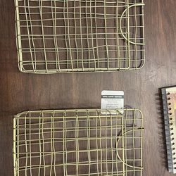Set of 2 Gold Wire Wall File Baskets – New with Tags, Ashland